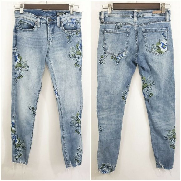 Blank NYC Denim - Blank Nyc Floral Embroidered Raw Hem Skinny Jeans